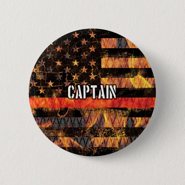Captain Firefighter Flag Button (Vorderseite)