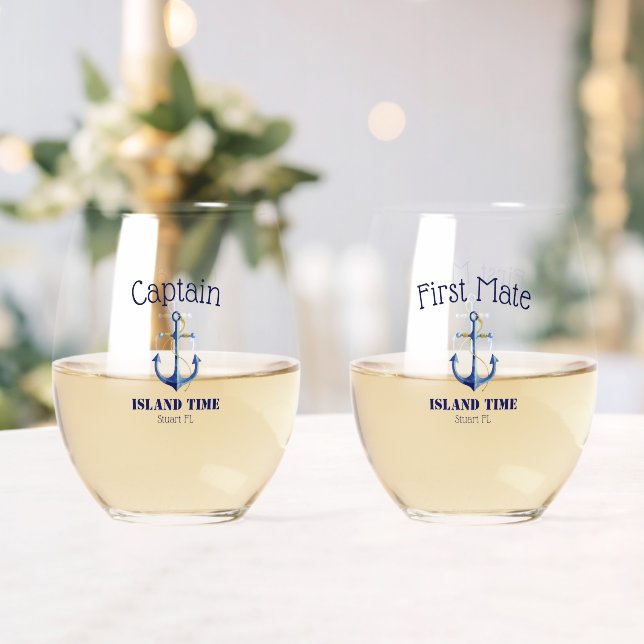 Captain & First Mate 🍹 Nautical Wedding Couple Weinglas Ohne Stiel (Insitu (Hochzeit))