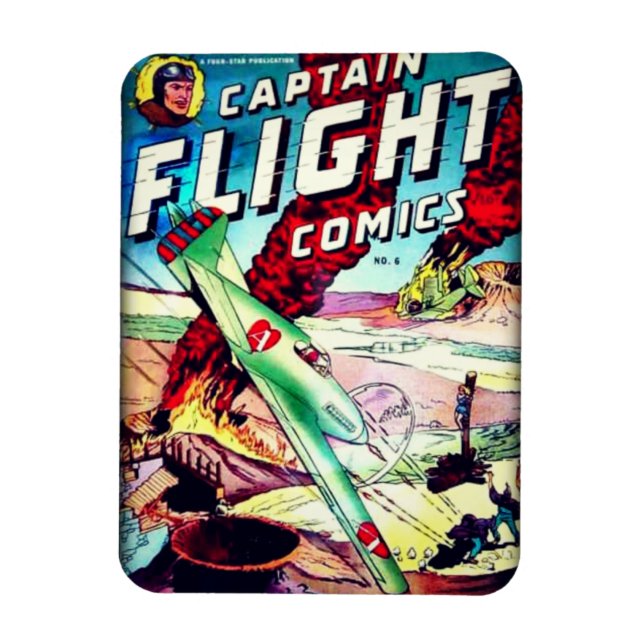 Captain Flight Vintages Goldenes Comic Magnet (Vertikal)