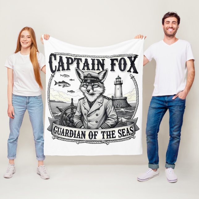 Captain Fox Guardian of Seas Nautical Design Fleecedecke (Beispiel)
