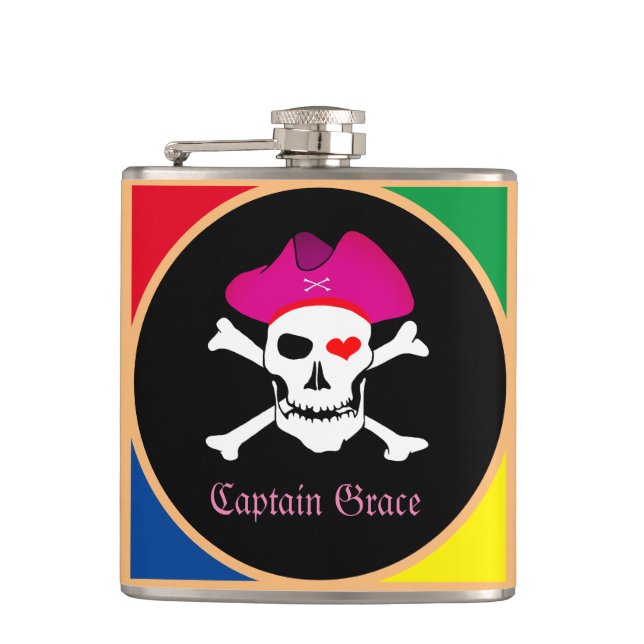 Captain "Grace" & Pirates - Schatzinsel /Mädchen Flachmann (Vorderseite)