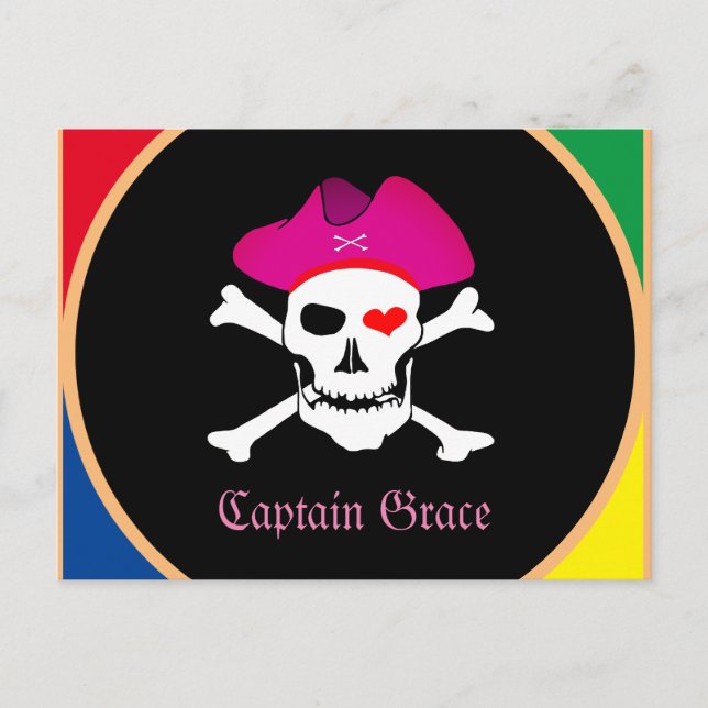 Captain "Grace" & Pirates - Schatzinsel /Mädchen Postkarte (Vorderseite)