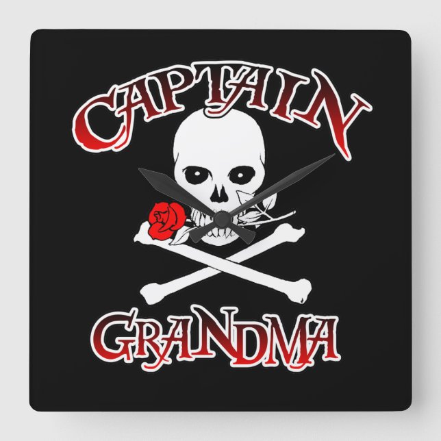 Captain Grandma Wall Clock Quadratische Wanduhr (Vorderseite)