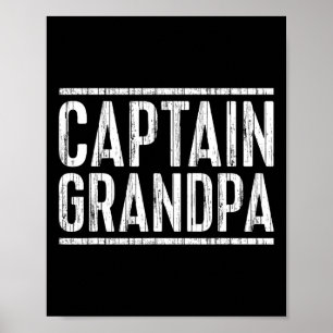 Captain Grandpa Shirt Men Fathers Day Boot Poster