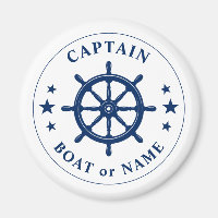 Captain Ihr Boot Name Schiff Wheels Helm Navy Whit