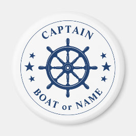 Captain Ihr Boot Name Schiff Wheels Helm Navy Whit Magnet