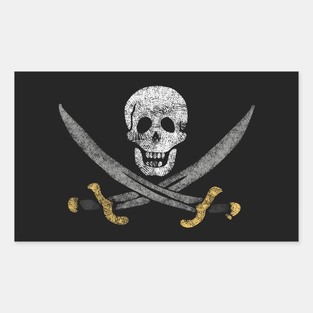 Captain Jack Rackhams Piratenflagge Pirate Flag Rechteckiger Aufkleber (Vorderseite)