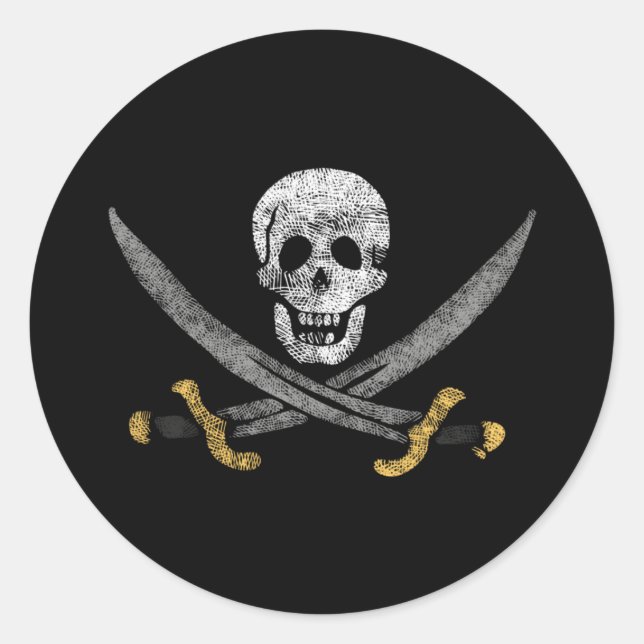 Captain Jack Rackhams Piratenflagge Pirate Flag Runder Aufkleber (Vorderseite)