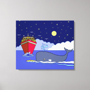 Captain Kayak Gerettet von Whale Leinwanddruck