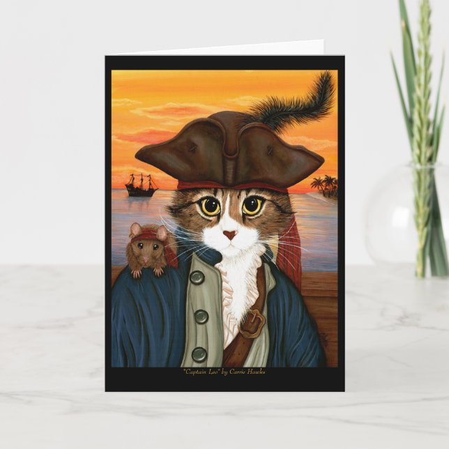 Captain Leo, Pirate Cat & Rat Fantasy Art Card Karte (Vorderseite)