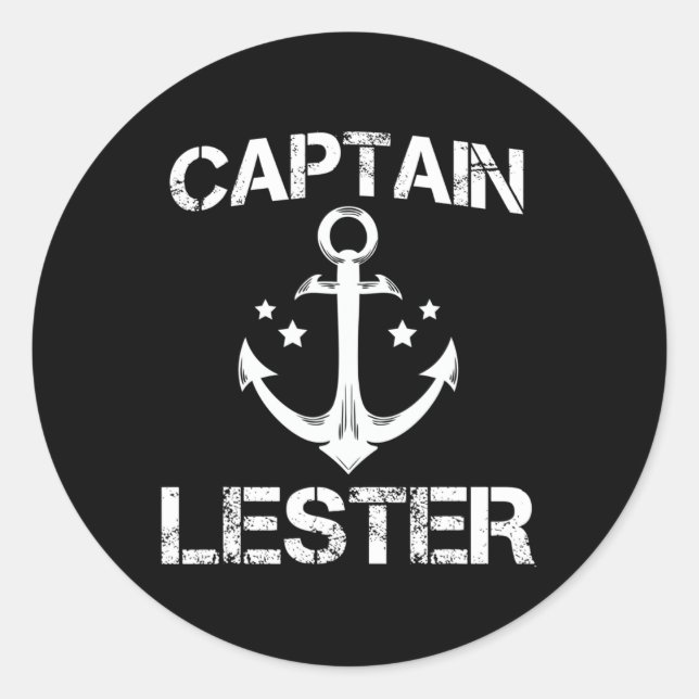 Captain Lester Funny Birthday Personalisiert Name  Runder Aufkleber (Vorderseite)
