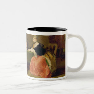 Captain Macheath Upbraided durch Polly und Lucy im Zweifarbige Tasse