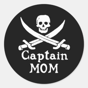 Captain Mama Runder Aufkleber