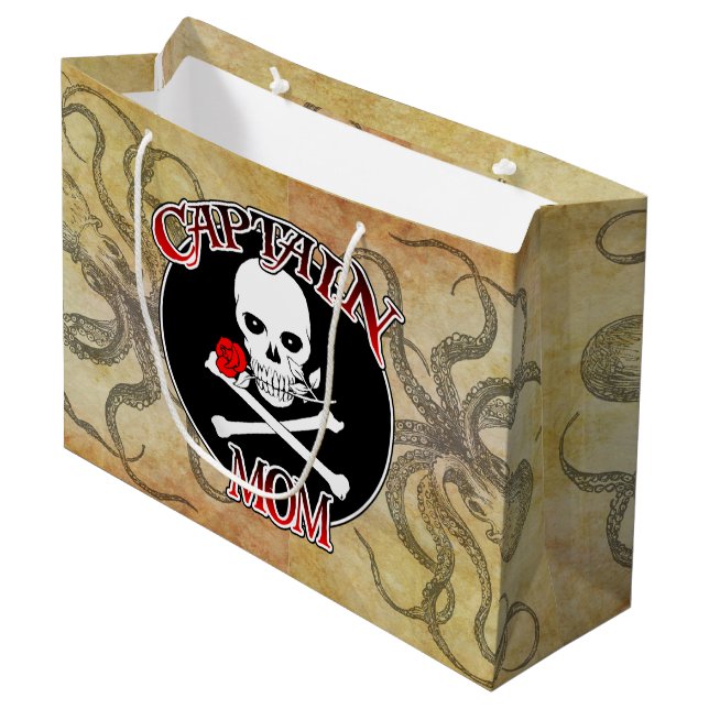 Captain Mama - Von den Deep begeistert Große Geschenktüte (Vorderseite Schrägansicht)