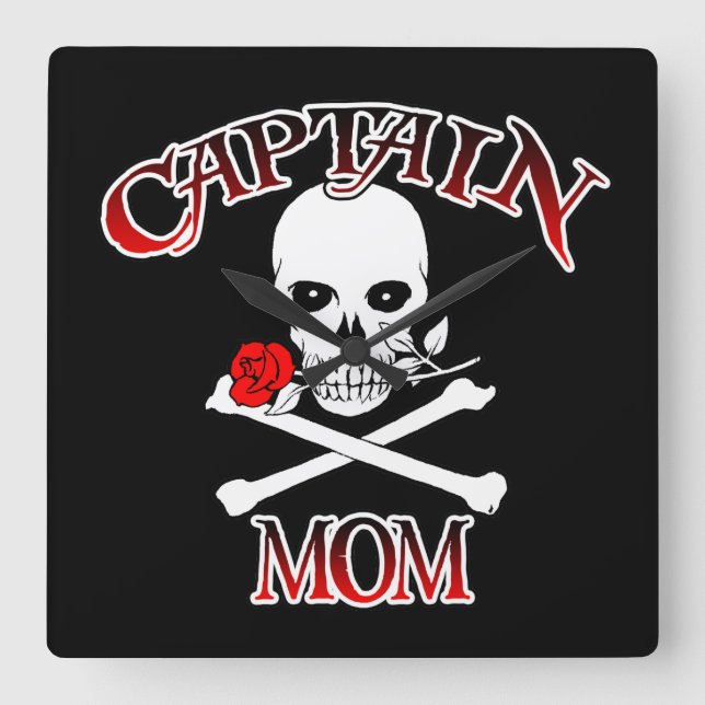 Captain Mama Wall Clock Quadratische Wanduhr (Vorderseite)