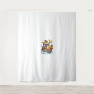 Captain Meowbeard - Funny Pirate Cat Graphic Wandteppich