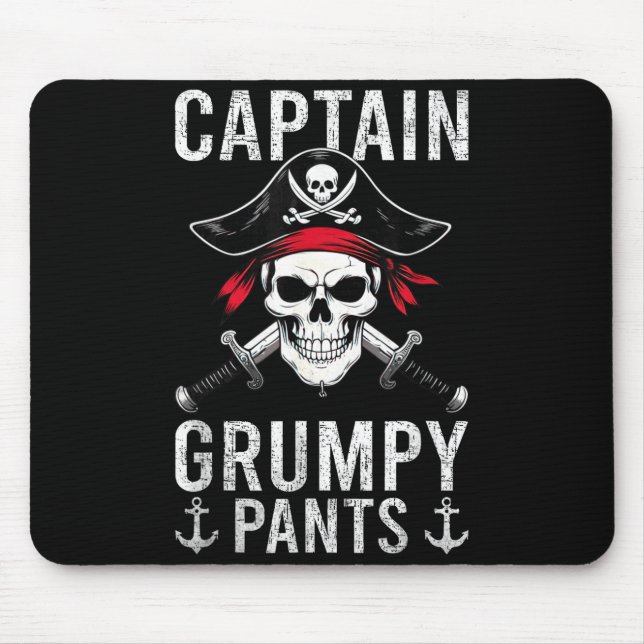 Captain Mpy Pants Rate Humor Skull Graphic  Mousepad (Vorne)