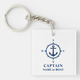 Captain Name Boat Compass Anchor Foto Zurweiß Schlüsselanhänger