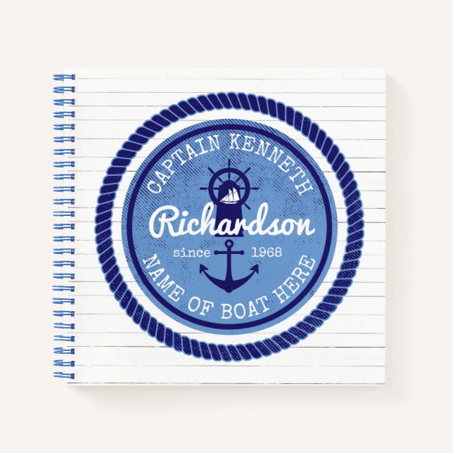 Captain Nautical Rope Anchor Helm zum 50. Geburtst Notizbuch (Vorderseite)