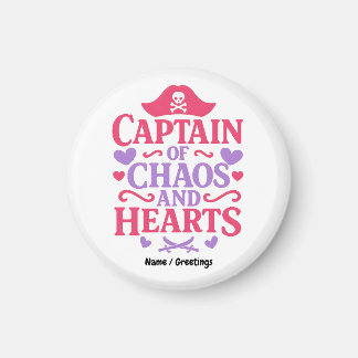 Captain of Chaos and Hearts Pirate Graphic Magnet