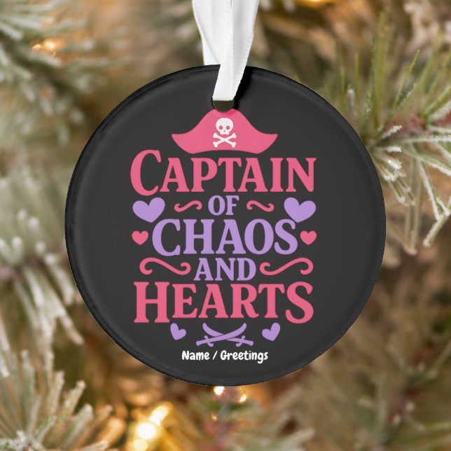 Captain of Chaos and Hearts Pirate Graphic Ornament (Baum)