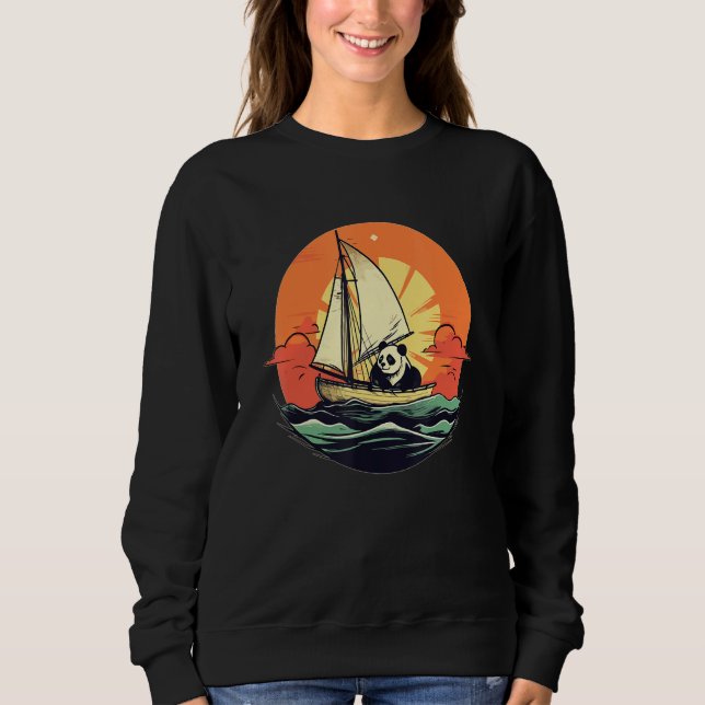 Captain Panda Summer Boat Family Vacation Sweatshirt (Vorderseite)