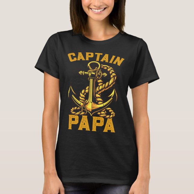 Captain Papa Pontoon Sailing Boat Dad Daddy Father T-Shirt (Vorderseite)