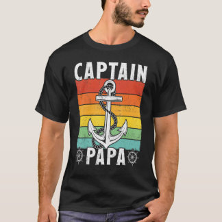 Captain Papa Vintag Retro Anchor Pontoon Boat Boa T-Shirt