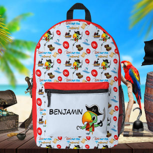 Captain Parrot Treasure Pirate Personalisiert Bedruckter Rucksack