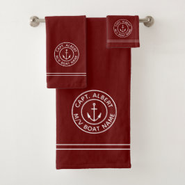 Captain Personalisiert Anchor Logo Maroon Handtuch Badhandtuch Set