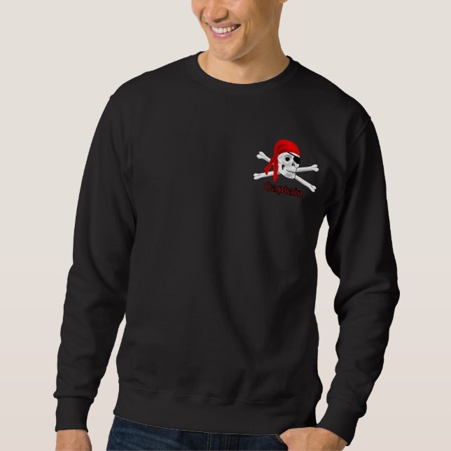 Captain Pirate Skull & Bones Mens Sweatshirt (Vorderseite)
