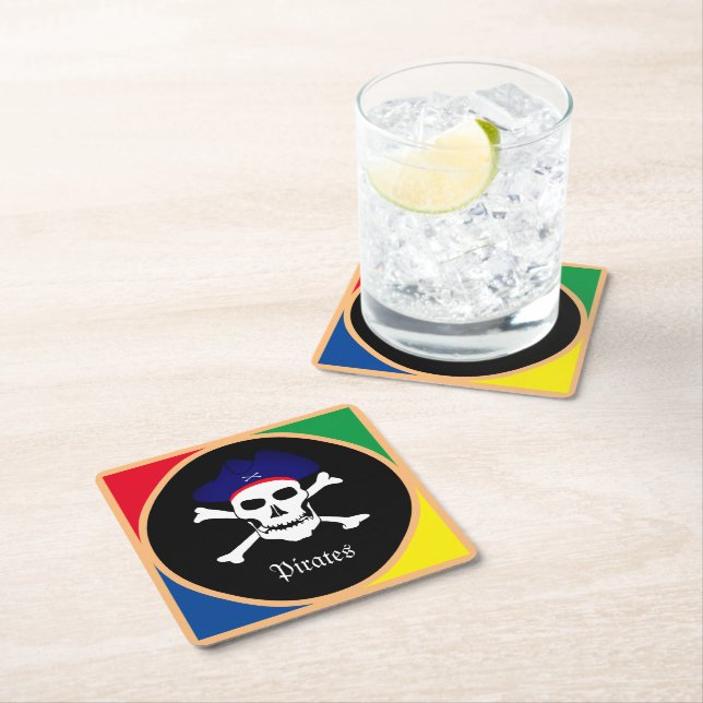 Captain & Pirates Flag - Schatzinsel /Party Rechteckiger Pappuntersetzer (Vor Ort)