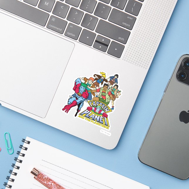 Captain Planet & the Planeteers Group Logo Graphic Aufkleber (Laptop mit iPhone)