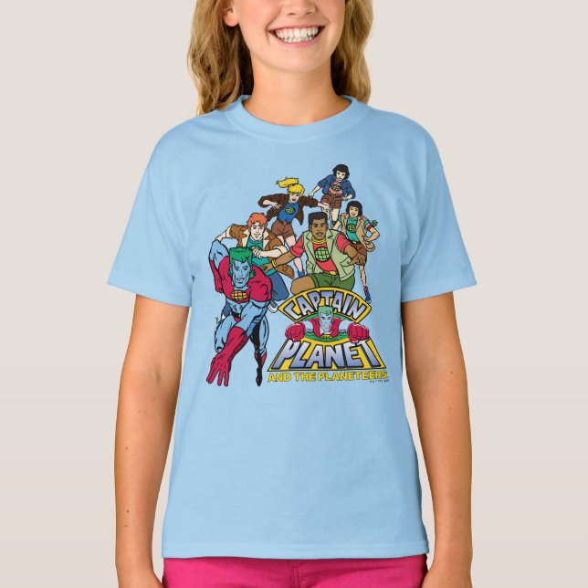 Captain Planet & the Planeteers Group Logo Graphic T-Shirt (Vorderseite)