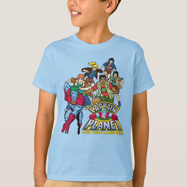 Captain Planet & the Planeteers Group Logo Graphic T-Shirt (Vorderseite)
