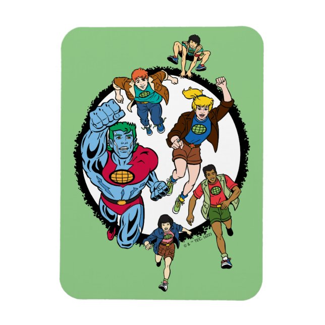 Captain Planet und der Planeteers Circle Graphic Magnet (Vertikal)