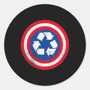 Captain Recycle Earth Day 1 Runder Aufkleber