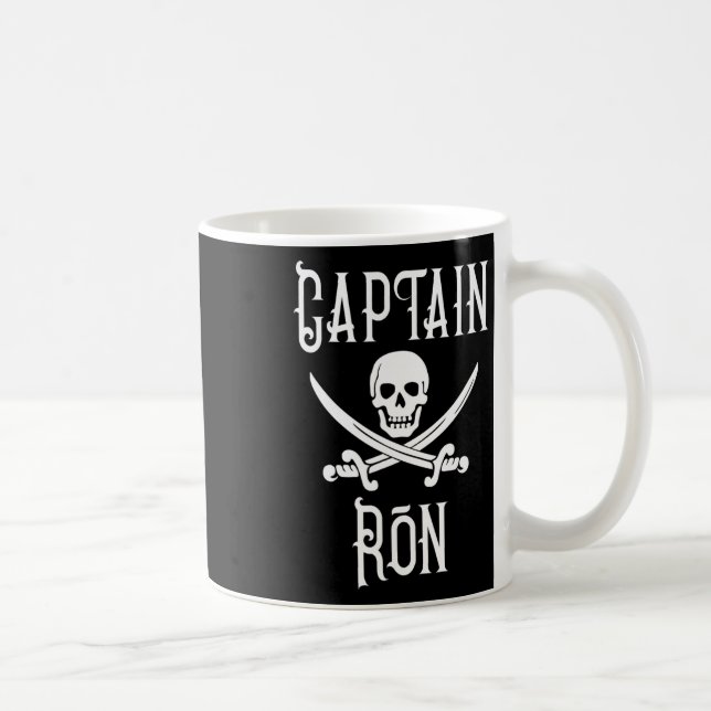Captain Ron Personalized Pirate Skull Boating  Kaffeetasse (Rechts)