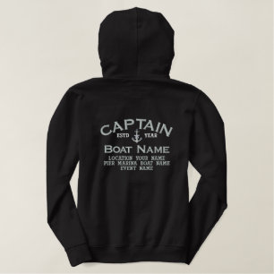 Captain Silver Star Anchor leicht Personalisiert Bestickter Hoodie