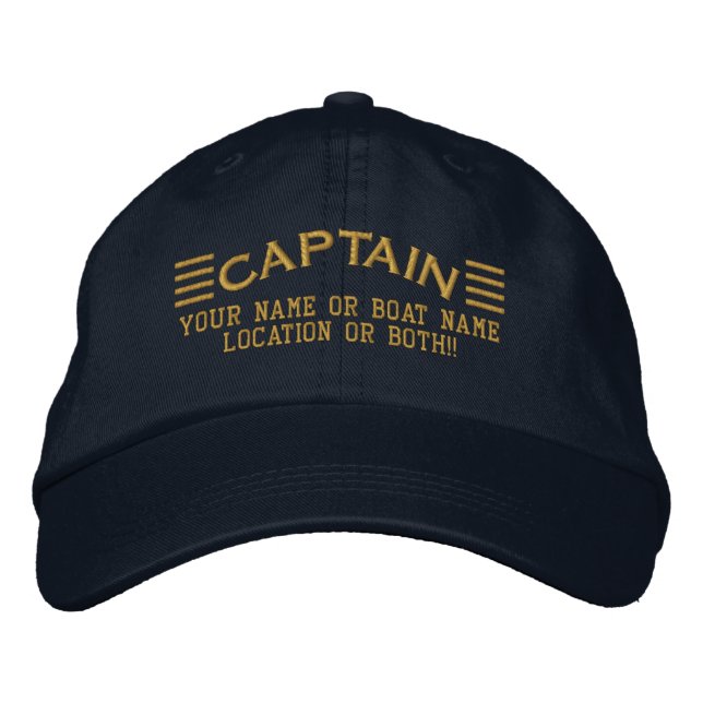 CAPTAIN Streifen Personalisiert Ihr Name Boot loka Bestickte Kappe (Vorderseite)
