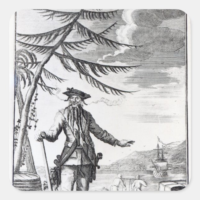Captain Teach, allgemein Blackbeard genannt Quadratischer Aufkleber (Vorderseite)