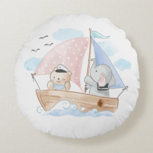 Captain Teddy Round Pillow Rundes Kissen