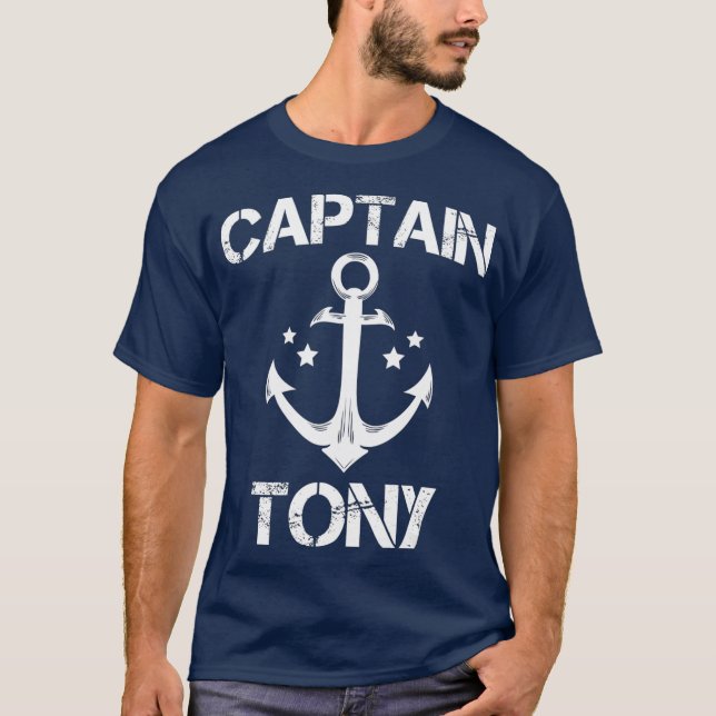 CAPTAIN TONY Funny Geburtstag Personalisierter Nam T-Shirt (Vorderseite)