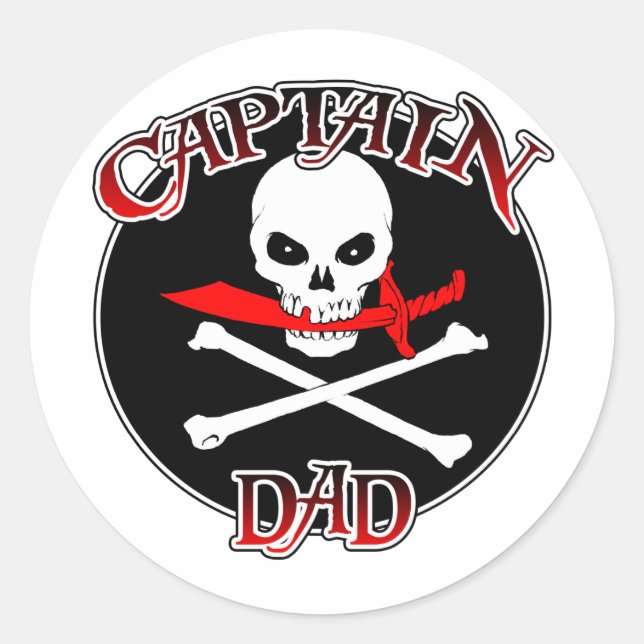 Captain Vater (Cutlass) Runder Aufkleber (Vorderseite)