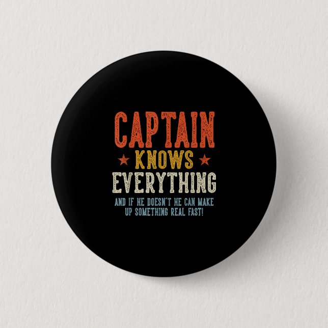 Captain weiß alles Vater-Tag Retro Button (Vorderseite)