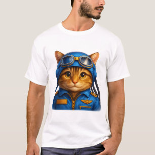 "Captain Whiskers" – Süßes Pilot-Katze T-Shirt