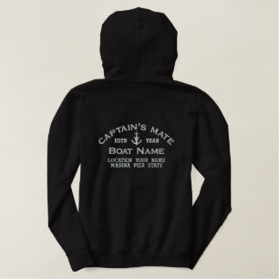 Captain's Mate Silver Anchor leicht Personalisiert Bestickter Hoodie