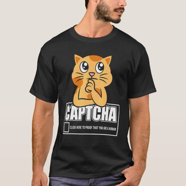 Captcha Cat Robot Design T-Shirt (Vorderseite)