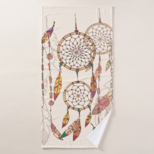 Capteur de rêve bohème avec perles et plumes, se