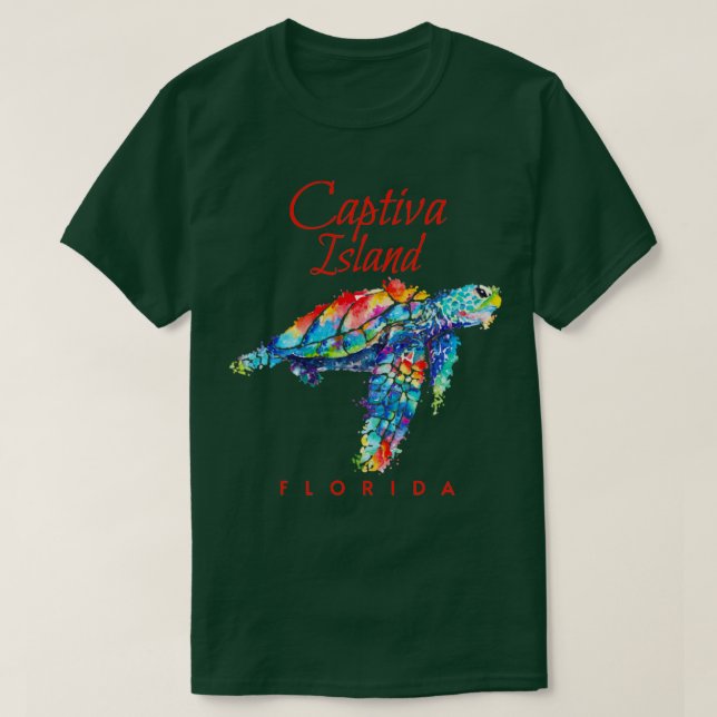 Captiva Insel Florida Wasserfarbenschildkröte T-Shirt (Design vorne)